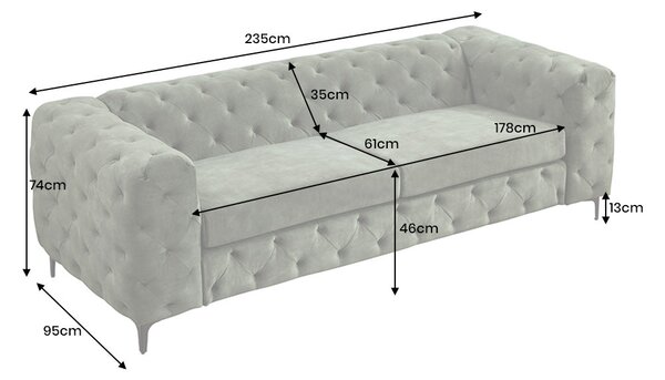 Pohovka MODERN BAROCCO 235 CM tmavě zelená samet Nábytek | Obývací pokoj | Sedací soupravy a pohovky | Pohovky | Pevné