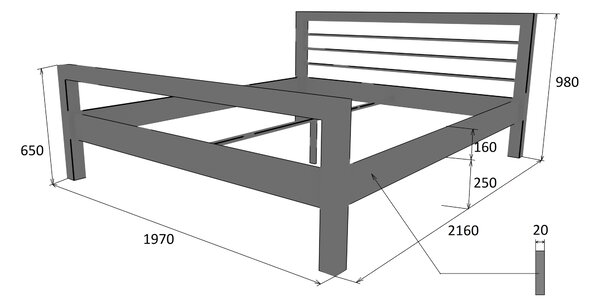 Česká kovová postel OXFORD Barevne provedení: černá, Rozměr: 90 x 200 cm