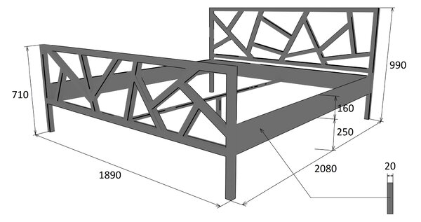 Česká Kovová postel BRANCH Barevne provedení: černá, Rozměr: 140 x 200 cm