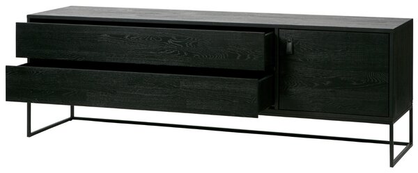 WOOOD Černý jasanový TV stolek Frax 180 x 40 cm