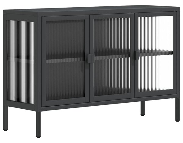 Příborník 35 x 105 x 70 cm ocel sklo černá transparentní