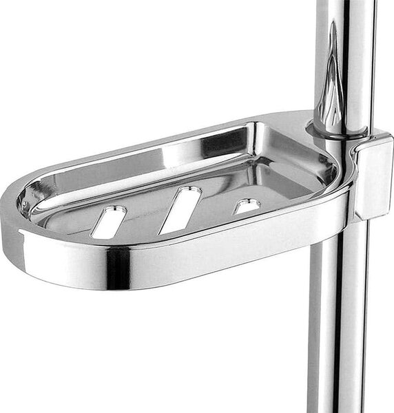 Držák na mýdlo pro sprchovou vanu, klipový, nastavitelný pro tyče o průměru 22 mm, určený do koupelny