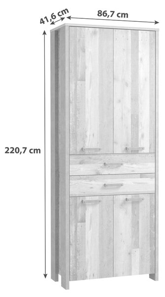 SKŘÍŇ NA ŠANONY, hnědá, tmavě šedá, 86/221/42 cm MID.YOU - Online Only kancelářský nábytek, Online Only
