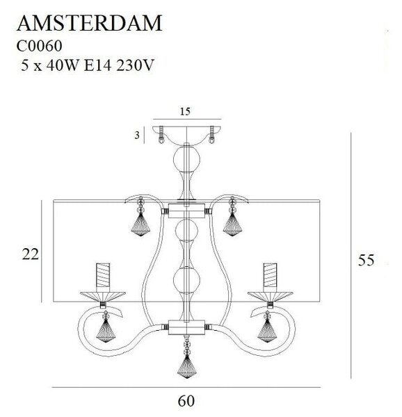 Maxlight C0060 Stropní luxusní lustr AMSTERDAM 60cm