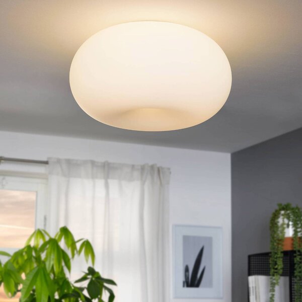 EGLO Decentní stropní světlo Optica 35 cm, stmívatelný, Bílá / opál, Chodba, kov, Moderní