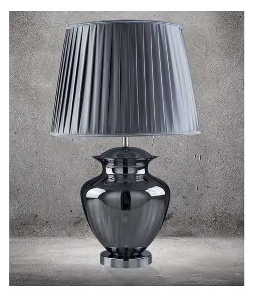 Searchlight EU8531SM Stylová stolní lampa ELINA ŠEDÁ, kouřové sklo