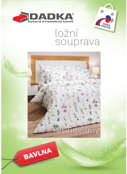 Bavlněné povlečení Herbal starorůžové 140x200, 70x90 cm