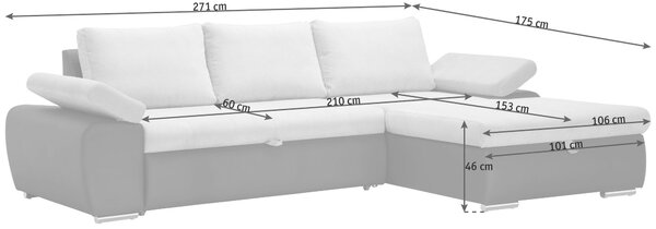ROHOVÁ SEDAČKA, textil, světle šedá, tmavě šedá Xora - Sedací soupravy