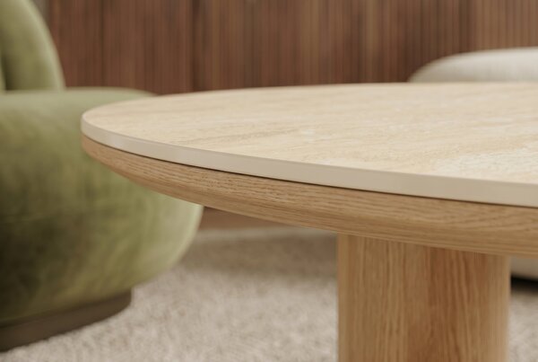 Konferenční stolek ORGANIKO 110 CM travertin/hnědý keramika Nábytek | Obývací pokoj | Konferenční stolky | Kulaté