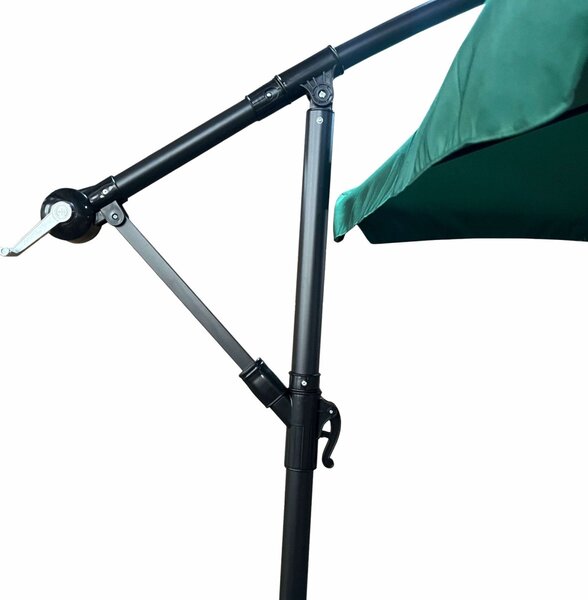Ak furniture Zahradní slunečník CYNIA s boční nohou 300 cm tmavě zelený