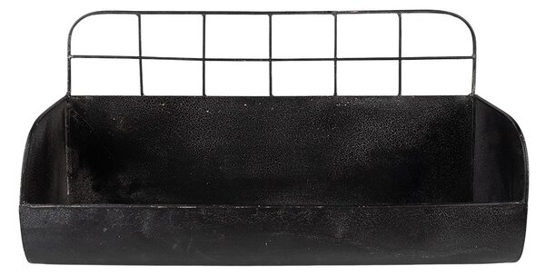 Černá antik nástěnná kovová polička - 38*14*20 cm - Clayre & Eef
