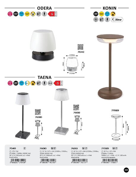 77089 KONIN LED Stmívatelná venkovní lampa LED/6W/5V IP44 1800 mAh hnědá