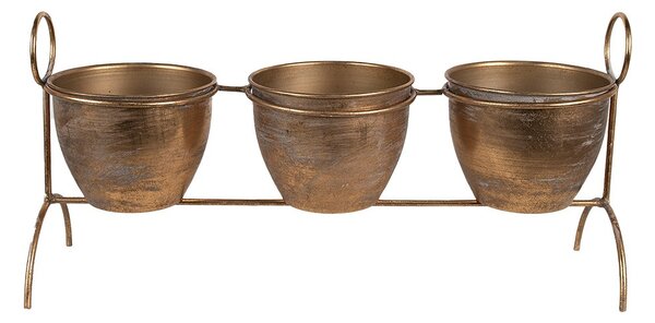 Měděný antik plechový obal na květináč na nožkách - 47*14*23 cm - Clayre & Eef