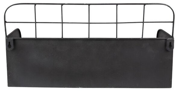 Černá antik nástěnná kovová polička - 38*14*20 cm - Clayre & Eef