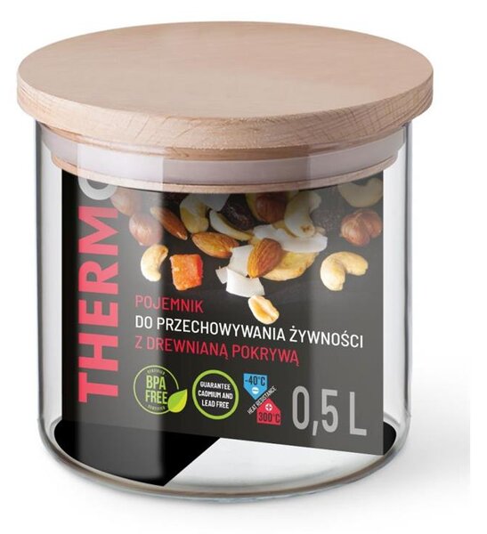 THERMO NÁDOBA NA POTRAVINY S DŘEVĚNÝM VÍKEM 0,5L