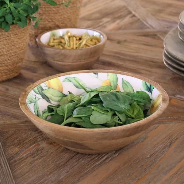 Dřevěná mangová miska s citróny Tours Limone Blossom - Ø 25*8 cm / 1300 ml - Chic Antique