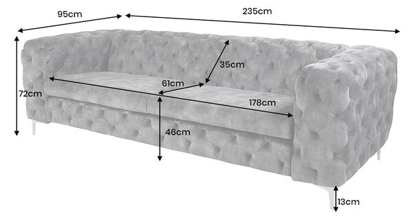 Pohovka MODERN BAROCCO 240 CM tmavě šedá samet Nábytek | Obývací pokoj | Sedací soupravy a pohovky | Pohovky | Pevné