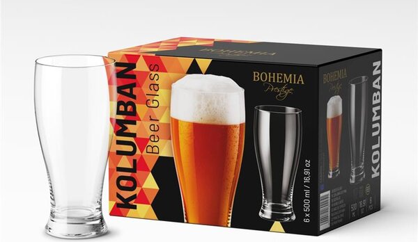 BOHEMIA PRESTIGE COLUMBAN PIVNÍ SKLENICE 500ML SADA 6 KS