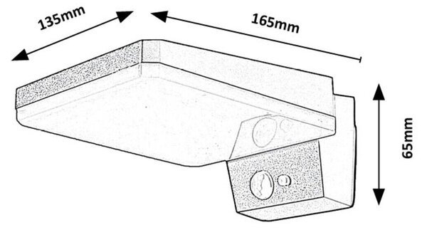 77078 Lassetvenkovní svítidlo solární LED 4,4W, 200lm, 4000K, IP54, senzor, černá