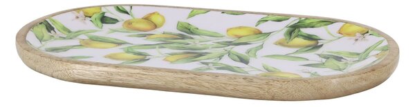 Dřevěný mangový tác s citróny Tours Limone Blossom - 37*20*2 cm - Chic Antique