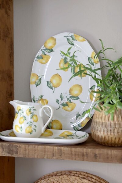 Dřevěná mangová miska s citróny Tours Limone Blossom - Ø 25*8 cm / 1300 ml - Chic Antique