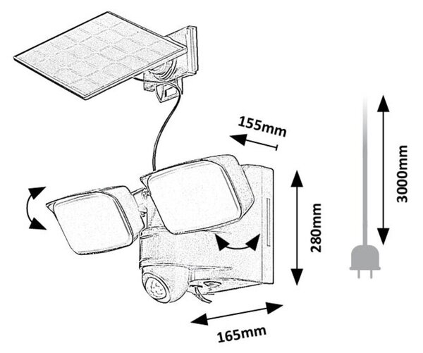 77091 Leszno venkovní svítidlo solární LED 10W, 800lm, 4000K, IP54, senzor, černá