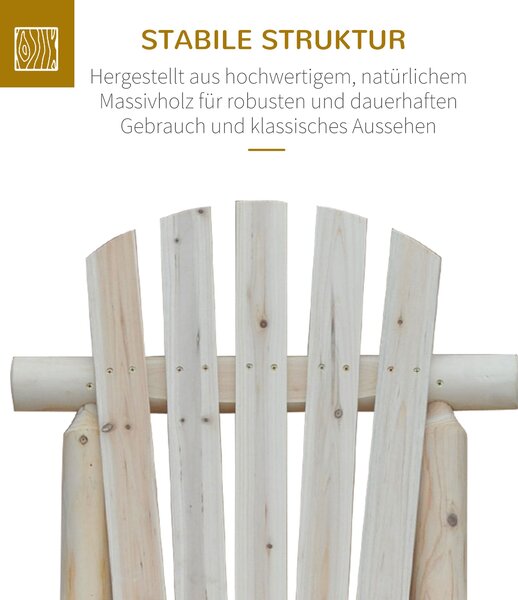 Outsunny Zahradní Křeslo Adirondack Odolné proti Počasí s Vysokým Opěradlem a Opěrkami Rukou pro Zahradu, Terasu a Balkon 83cm x 68cm x 101cm Přírodní