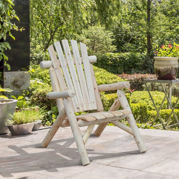 Outsunny Zahradní Křeslo Adirondack Odolné proti Počasí s Vysokým Opěradlem a Opěrkami Rukou pro Zahradu, Terasu a Balkon 83cm x 68cm x 101cm Přírodní