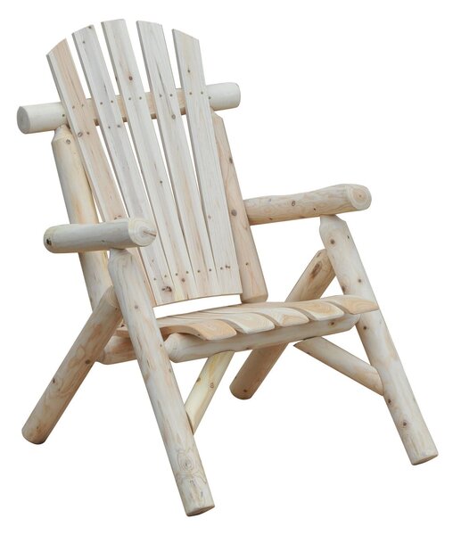 Outsunny Zahradní Křeslo Adirondack Odolné proti Počasí s Vysokým Opěradlem a Opěrkami Rukou pro Zahradu, Terasu a Balkon 83cm x 68cm x 101cm Přírodní