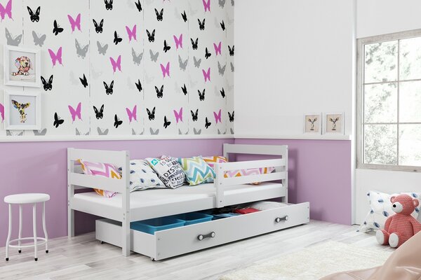 Dětská postel Eryk - 1 osoba, 80x190 s úložným prostorem – Bílá, Bílá