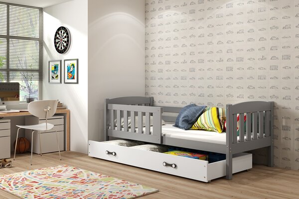 BMS Group Dětská postel s úložným prostorem KUBUS grafit Velikost postele: 190x80 cm, Barva šuplíku: Bílá