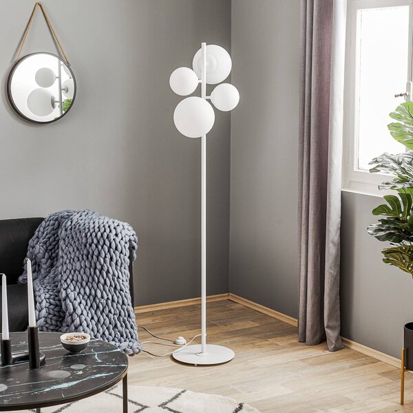 Stojací lampa Bloom, čtyři zdroje, bílá