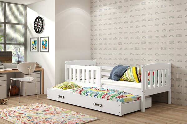 BMS Group Dětská postel s výsuvnou přistýlkou KUBUS bílá Velikost postele: 200x90 cm, Barva šuplíku: Bílá