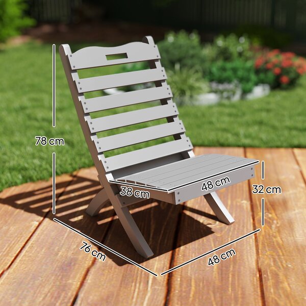 Dřevěná zahradní židle Outsunny s kloubovým designem a nakloněným opěradlem, nosnost 120 kg pro balkon, terasu, 78x48x76 cm, šedá | Aosom