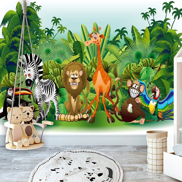Samolepící fototapeta - Zvířata v džungli pro děti 98x70