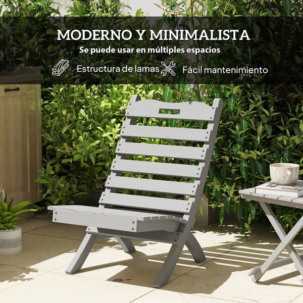 Dřevěná zahradní židle Outsunny s kloubovým designem a nakloněným opěradlem, nosnost 120 kg pro balkon, terasu, 78x48x76 cm, šedá | Aosom