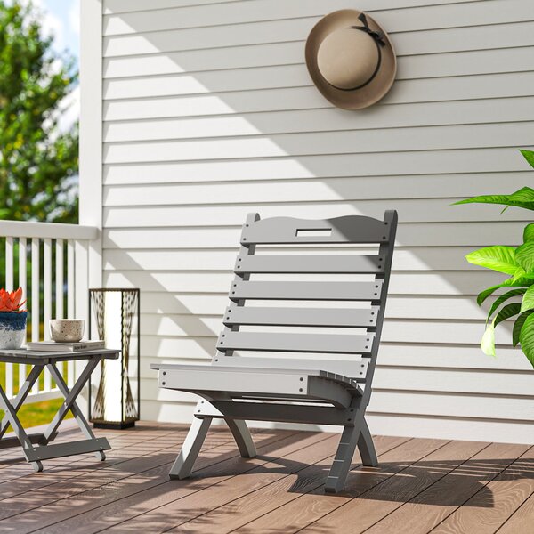 Dřevěná zahradní židle Outsunny s kloubovým designem a nakloněným opěradlem, nosnost 120 kg pro balkon, terasu, 78x48x76 cm, šedá | Aosom