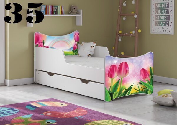 Plastiko Dětská postel se šuplíky Tulipány - 35 - 180x90