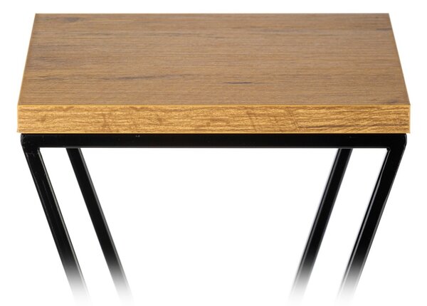HowHomely Květinový stojan LOFT 70 cm černý/dub lancelot