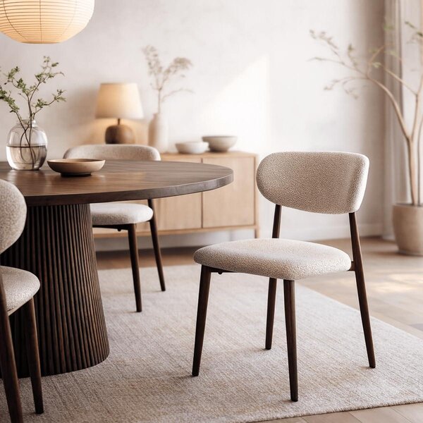 Jídelní židle, barva béžová, nohy z ořechového dřeva, pohodlný design, 1 kus, vhodná do kuchyně