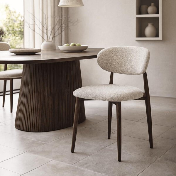 Jídelní židle, barva béžová, nohy z ořechového dřeva, pohodlný design, 1 kus, vhodná do kuchyně