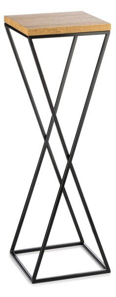 HowHomely Květinový stojan LOFT 70 cm černý/dub lancelot