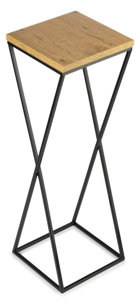 HowHomely Květinový stojan LOFT 70 cm černý/dub lancelot