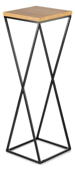 HowHomely Květinový stojan LOFT 70 cm černý/dub lancelot