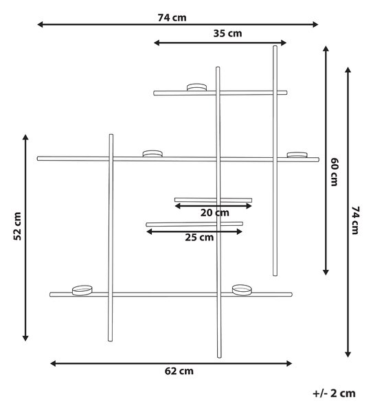 Nástěnný svícen PORTO 74 cm Černá