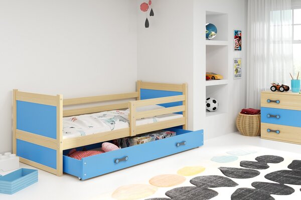 BMS Group Dětská postel Rico 1 Borovice/modrá 190x80
