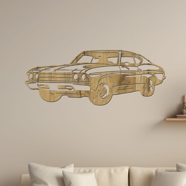 Dřevěný obraz Chevrolet Chevelle SS F235 | Rozměry (cm): 60x23 | Zvolte barvu dekoru: Třešeň