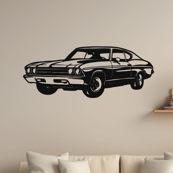 Dřevěný obraz Chevrolet Chevelle SS F235 | Rozměry (cm): 60x23 | Zvolte barvu dekoru: Třešeň