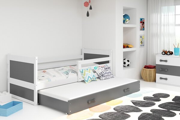 BMS Group Dětská postel s přistýlkou Rico 2 Bílá /grafit 190x80