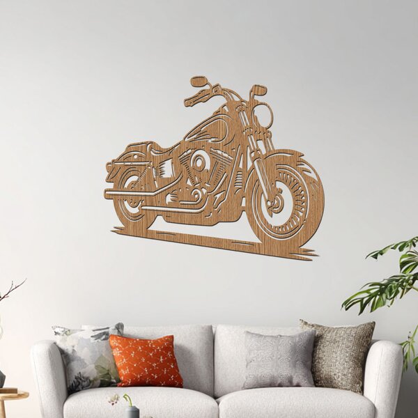 Dřevěný obraz motorky Harley Davidson | Rozměry (cm): 60x50 | Zvolte barvu dekoru: Třešeň
